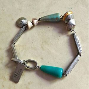 Anne Marie Chagnon Glass And Pewter Bracelet